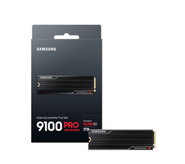 דיסק פנימי Samsung 9100 PRO W/Heatsink 1TB Gen5 M.2 NVME 2.0