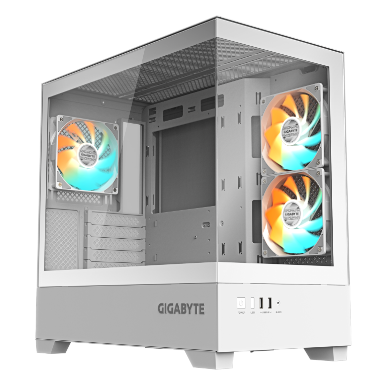 מארז לבן GIGABYTE C201 PANORAMIC ICE Micro-ATX 3XARGB Fans