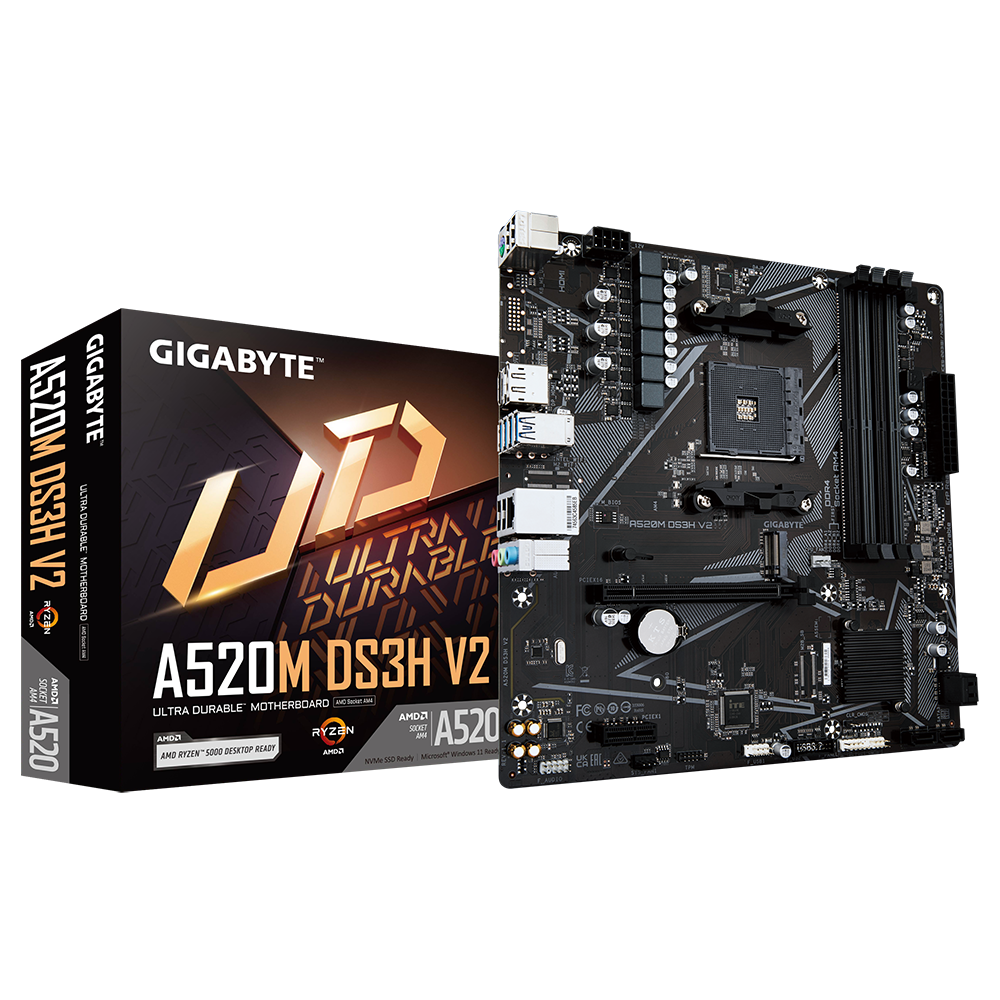 לוח אם GIGABYTE A520M DS3H V2 1.0 AM4 AMD MICRO-ATX