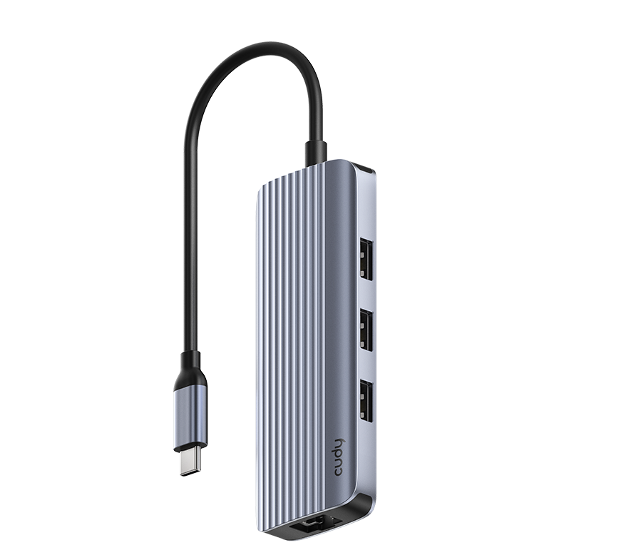 תחנת עגינה 4K-60Hz HDMI 100W PD & CUDY 6-IN-1 USB-C Hub with GbE